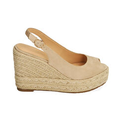 Sandali beige in microfibra, zeppa 10,5 cm, Primadonna, 214981980MFBEIG036, 001 preview