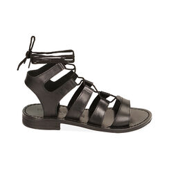 Sandales plates noires en cuir, Primadonna, 23B814004PENERO036, 001 preview