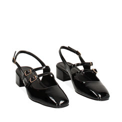 Zapatos de salón slingback negros bajos, Primadonna, 244962787VENERO035, 002a