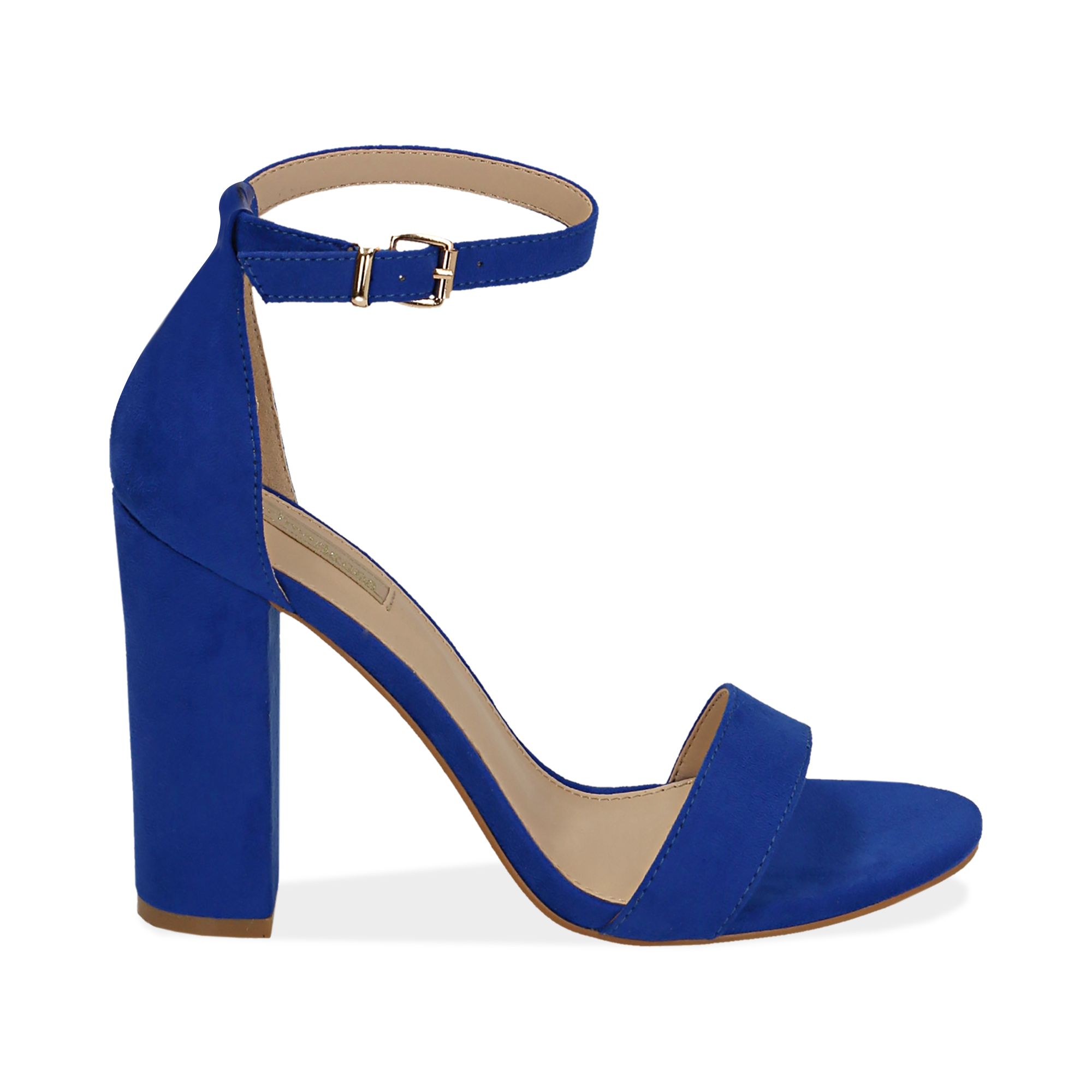 sandali con tacco blu elettrico