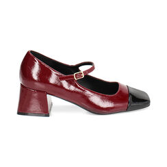 Décolleté bordeaux in naplak, tacco 5,5 cm, Primadonna, 244972101NPBORD035, 001 preview