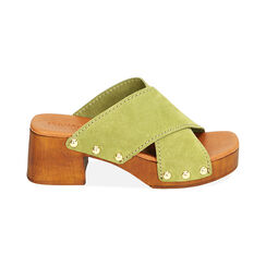 Sandali verdi in camoscio, tacco 5,5 cm, Primadonna, 214314255CMVERD036, 001 preview