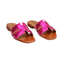 Sandalias planas color fucsia en piel, Primadonna, 237239350PEFUCS035, 002 preview