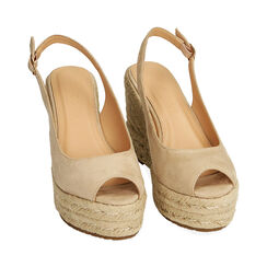 Sandali beige in microfibra, zeppa 10,5 cm, Primadonna, 214981980MFBEIG036, 002 preview