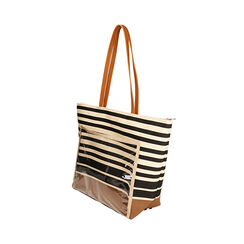 Borsa mare nero/beige in paglia, Primadonna, 21J902865PGNEBEUNI, 003 preview