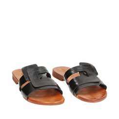 Sandales plates noires en cuir de vachette, Primadonna, 237204965VANERO035, 002a