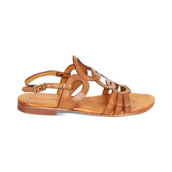 Sandalias planas coñac en cuero vacuno, Primadonna, 237204966VACOGN035, 001 preview