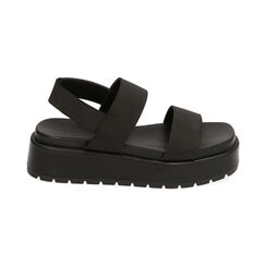 Sandali platform neri in tessuto, zeppa 4 cm, Primadonna, 21N414604TSNERO035, 001 preview