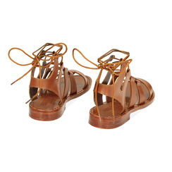 Sandalias bajos de cuero color coñac, Primadonna, 23B814004PECOGN036, 003 preview