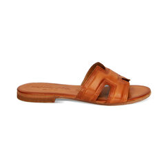 Sandales plates cognac en cuir, Primadonna, 23B815001PECOGN035, 001 preview