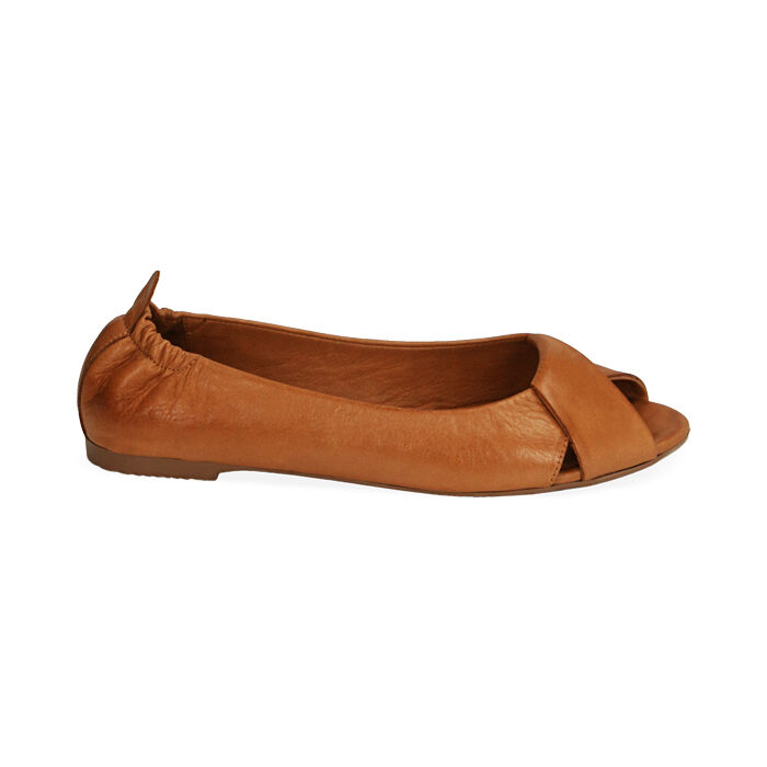 Ballerine open toe donna cognac in pelle Primadonna Collection