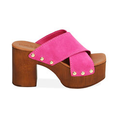 Sandali fucsia in camoscio, tacco 9 cm, Primadonna, 214387855CMFUCS037, 001 preview