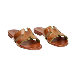 Sandalias bajos cognac-verde en becerro, Primadonna, 237204955VACOVE035, 002 preview