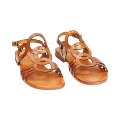 Sandalias planas coñac en cuero vacuno, Primadonna, 237204966VACOGN035, 002 preview