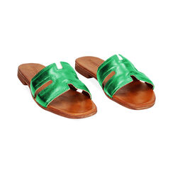 Sandalias bajas verdes de piel, Primadonna, 237239350PEVERD037, 002 preview