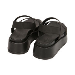 Sandali platform neri in tessuto, zeppa 4 cm, Primadonna, 21N414604TSNERO035, 003 preview