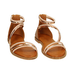 Sandalias planas rosa-dorado espejo con piedras, Primadonna, 234965520SRRAOR035, 002 preview