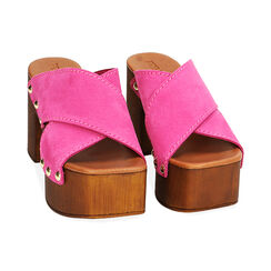 Sandali fucsia in camoscio, tacco 9 cm, Primadonna, 214387855CMFUCS037, 002 preview