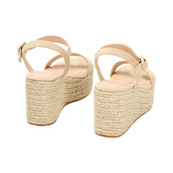 Zeppe beige in microfibra, platform in rafia 8,5 cm, Primadonna, 234936101MFBEIG039, 003 preview