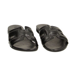 Sandalias planas negras en piel, Primadonna, 23B815001PENERO035, 002 preview