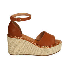 Sandali cognac, zeppa 9 cm , Primadonna, 194907132EPCOGN040, 001 preview