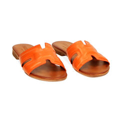 Sandalias planas naranjas de cuero, Primadonna, 23B815001PEARAN035, 002 preview