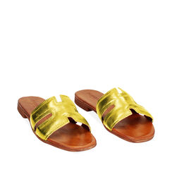 Sandales plates jaunes en cuir, Primadonna, 237239350PEGIAL035, 002a