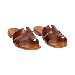 Sandalias planas coñac en cuero vacuno, Primadonna, 237239356VACOGN035, 002 preview