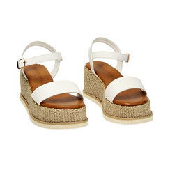 Zeppe bianche, platform rafia 6,5 cm, Primadonna, 234939805EPBIAN035, 002 preview