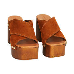 Sandali cognac in camoscio, tacco 9 cm, Primadonna, 214387855CMCOGN037, 002 preview