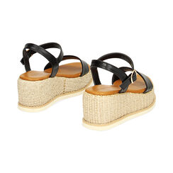 Zeppe nere, platform rafia 6,5 cm, Primadonna, 234939805EPNERO035, 003 preview