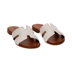 Sandalias planas blancas de piel, Primadonna, 23B815001PEBIAN035, 002 preview