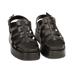 Sandali platform neri, zeppa 4 cm, Primadonna, 21N414606EPNERO036, 002 preview