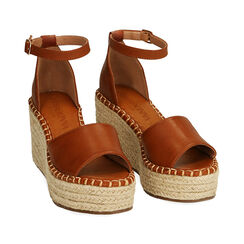 Sandali cognac, zeppa 9 cm , Primadonna, 194907132EPCOGN040, 002 preview