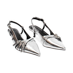 Décolleté slingback argento, tacco 4,5 cm, Primadonna, 244945802LMARGE035, 002 preview