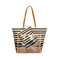 Borsa mare nero/beige in paglia, Primadonna, 21J902865PGNEBEUNI, 001 preview