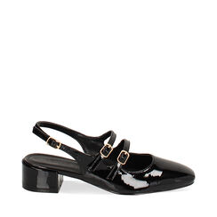 Zapatos de salón slingback negros bajos, Primadonna, 244962787VENERO035, 001a