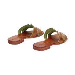 Sandales plates cognac-verts en cuir de vachette, Primadonna, 237204955VACOVE035, 003 preview