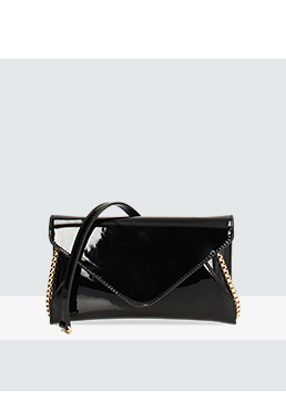 Sac bandoulière en cuir verni noir