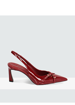 Décolleté slingback cherry in vernice, tacco 7,3 cm