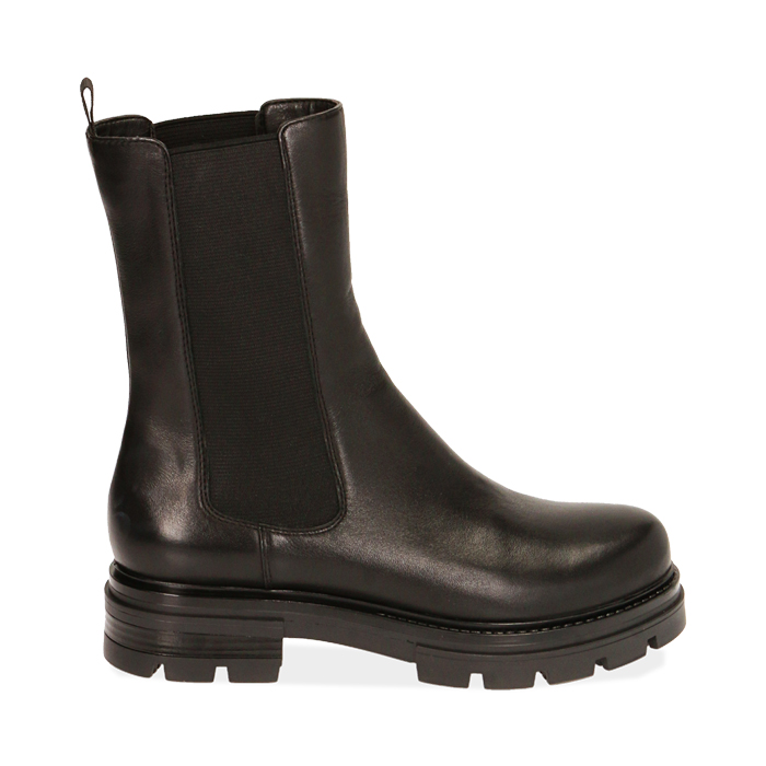 Chelsea boots neri in pelle, tacco 4 cm