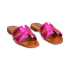 Sandales basses fuchsia en cuir