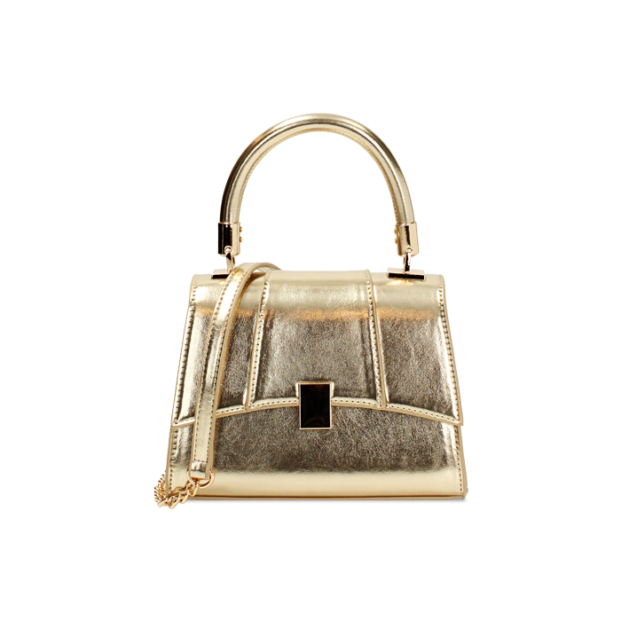 Mini bolso de mujer dorado en laminado