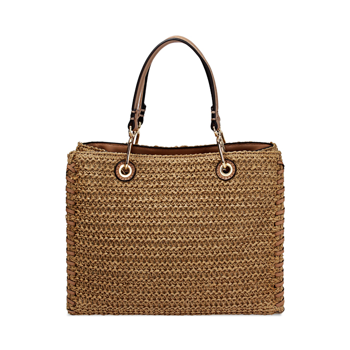 Bolso de mano mujer beige de rafia