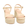 Zeppe beige in microfibra, platform in rafia 8,5 cm