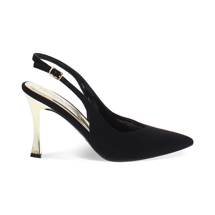 Décolleté slingback donna nere, tacco 9,5 cm