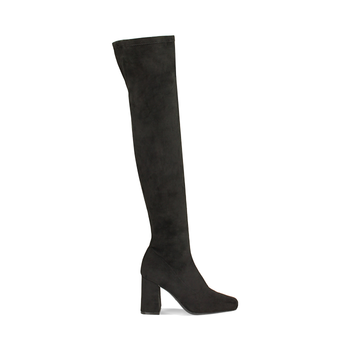 Bottes au-dessus du genou noires en microfibre