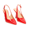 Décolleté slingback donna rosse in vernice, tacco 7,5 cm