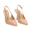 Décolleté slingback donna nude in vernice, tacco 7,5 cm