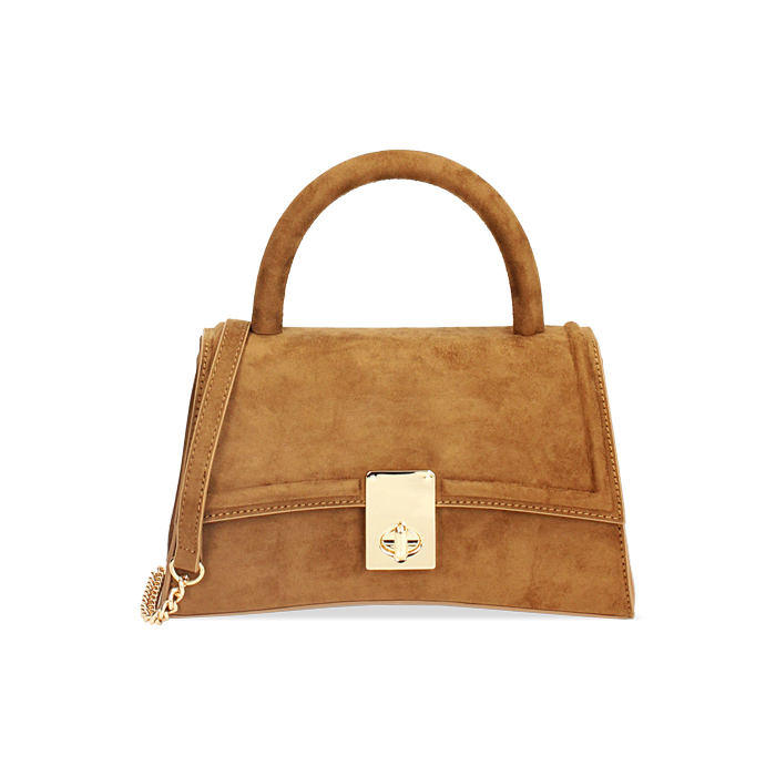 Mini bag cognac in microfibra